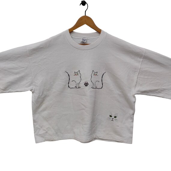 Y2K Kitten Sweatshirt X-Large Vintage Embroidery … - image 2