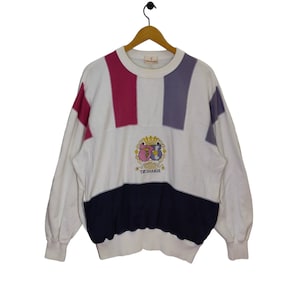 Vtg Trussardi Crewneck Sweatshirt Vintage Trussardi Embroidery Sweater Jumper Pullover Colorblock Size XL