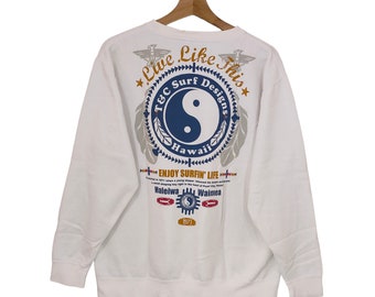 Sudadera de surf vintage T&C, suéter de surf vintage TNC, jersey de cuello redondo, blanco