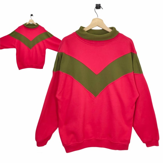 Y2K Rainbow Turtle Neck Sweatshirt Large Vintage … - image 1