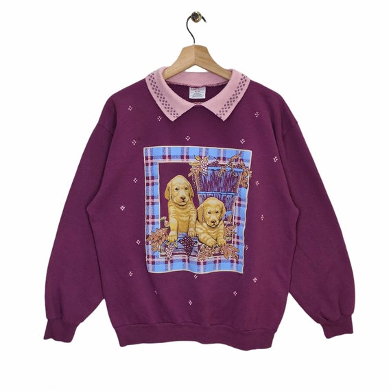 90s Bobbie Brooks Sweatshirt Large Vintage Puppy Sweater Dog