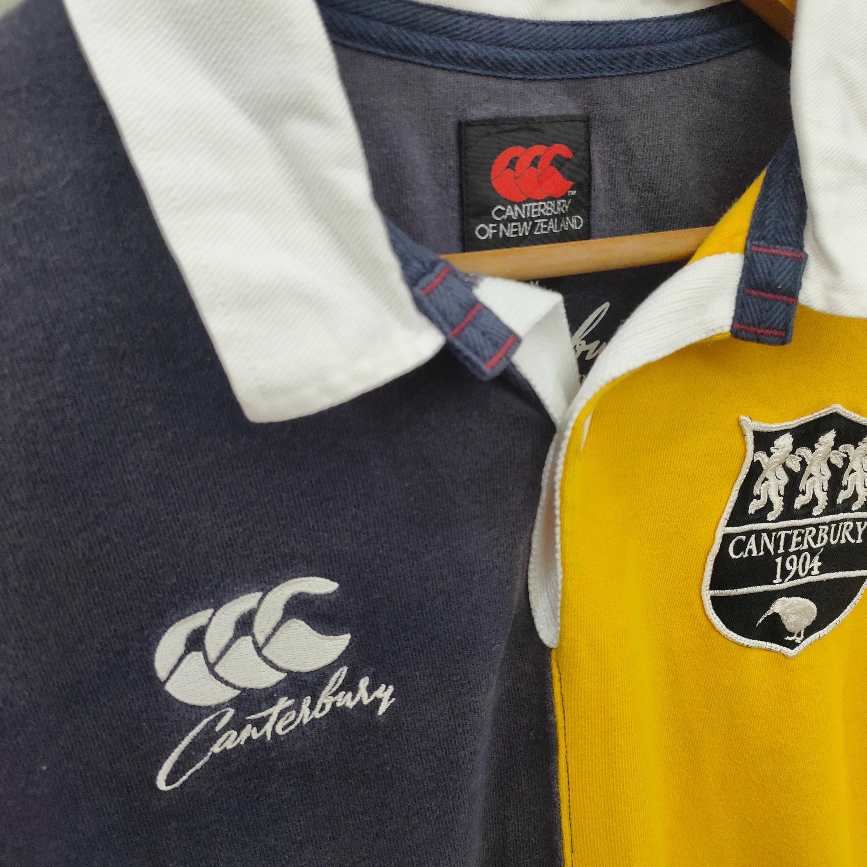 CANTERBURY poloshirt 刺繍 NEW ZEALAND製 Vintage Canterbury of New Zealand, Colorblock , Rugby Polo Shirt