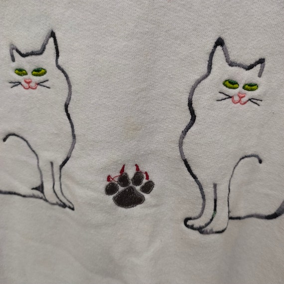 Y2K Kitten Sweatshirt X-Large Vintage Embroidery … - image 6