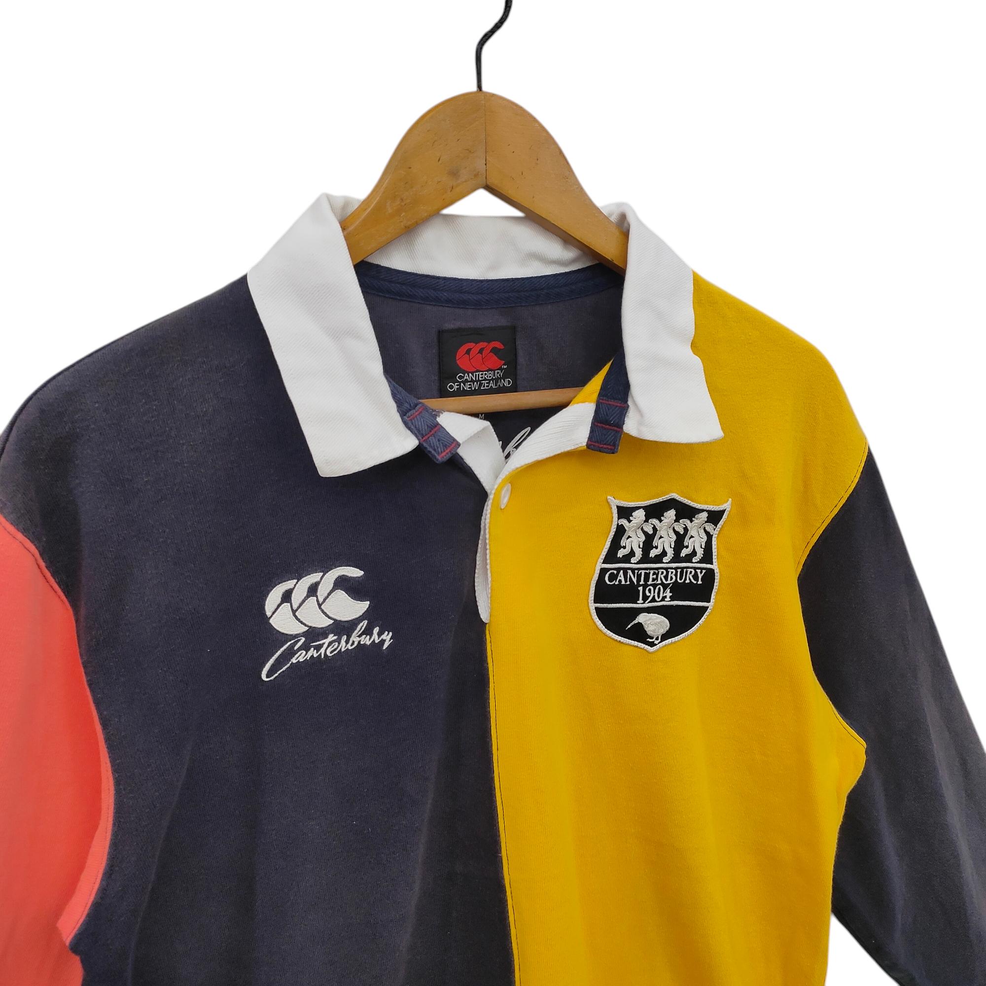 CANTERBURY poloshirt 刺繍 NEW ZEALAND製 Vintage Canterbury of New Zealand, Colorblock , Rugby Polo Shirt