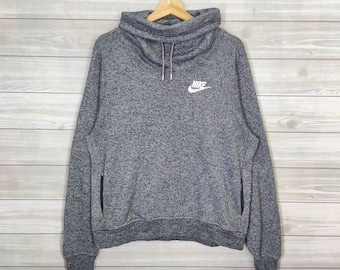 NIKE Turtle Neck Sweatshirt Medium Vintage Nike Swoosh Jumper Pullover Nike Training Jogger Gray Size M