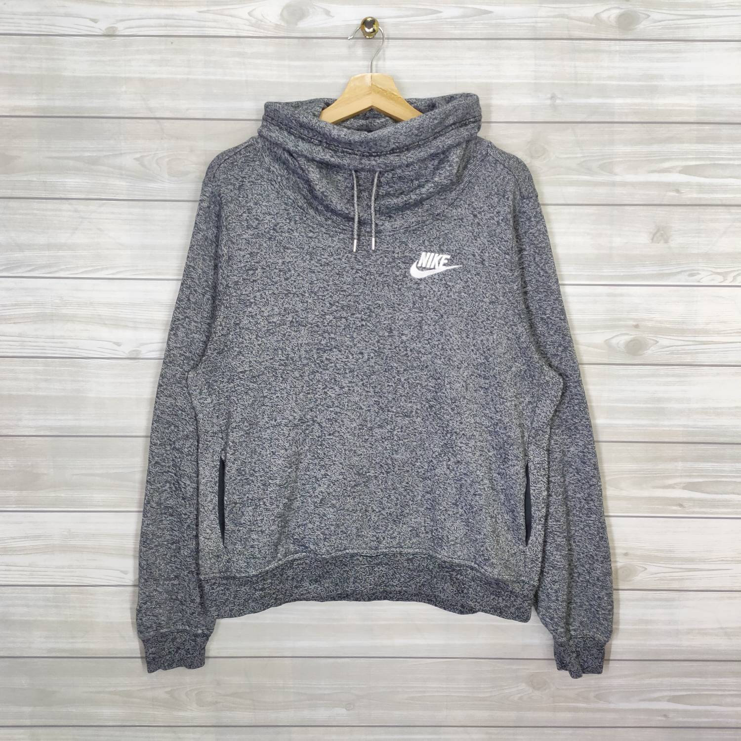 NIKE Turtle Neck Sudadera Mediana Vintage Nike Swoosh Jumper Jersey Nike Training Jogger Gris Tamano M Etsy Mexico