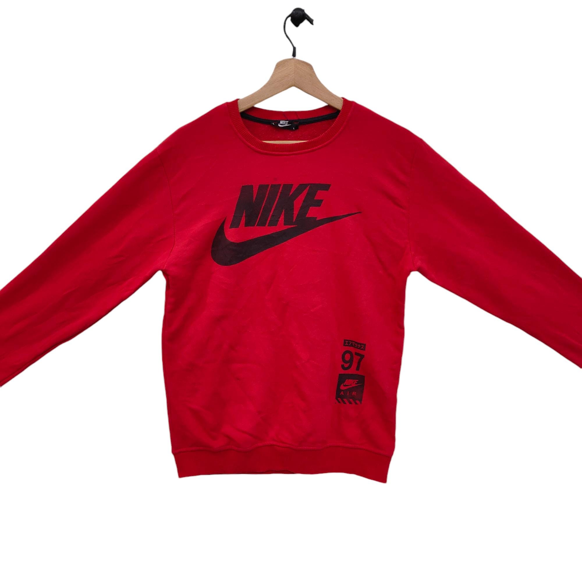 ウェア 90s Nike Red Swoosh Jersey T-Shirt Vintage 90s NIKE Team Swoosh Striped Soccer Jersey Shirt Red