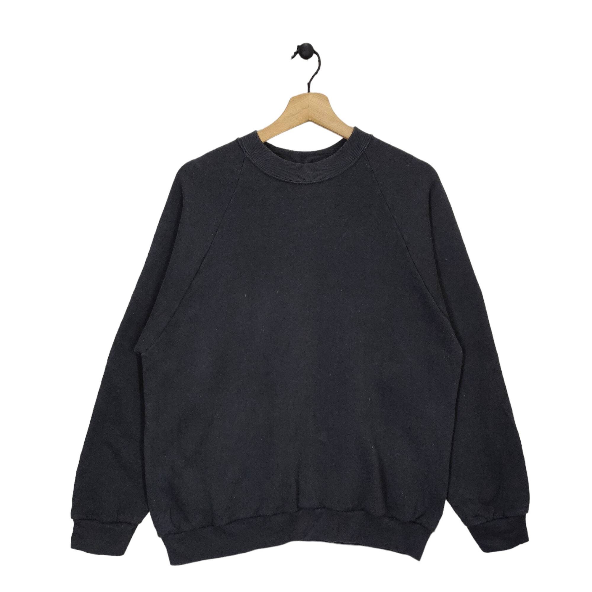 Vintage 90's Fruit Of The Loom Men's Black Blank Long Sleeve