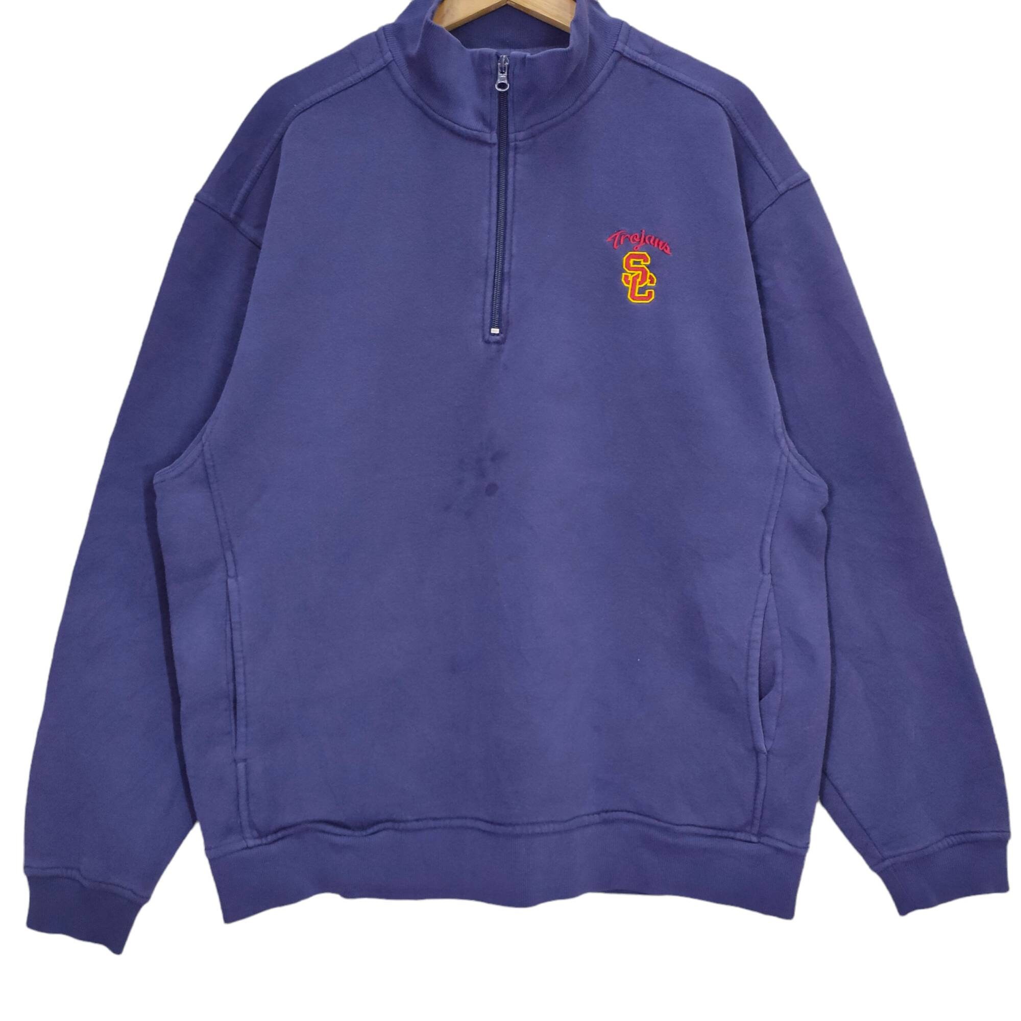 Vtg USC Trojans Sweater Quarter Zip 