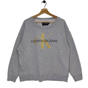 Calvin Klein Sweater Vintage CK Sweatshirt Jumper Pullover Crewneck Gray Size