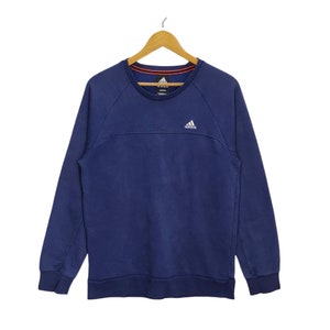 Y2K Adidas Raglan Sweatshirt Medium Vintage Adidas Embroidery Logo Sweater Jumper Pullover Crewneck Navy Blue Size M