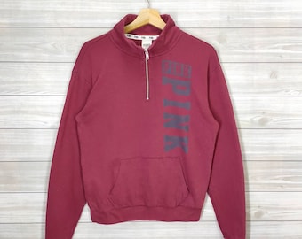 Victoria's Secret-trui medium vintage roze Victoria's Secret-sweater trui kwartrits kastanjebruin maat M