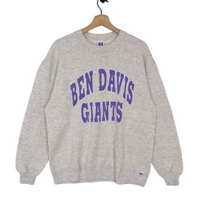 Pull ras du cou Ben Davis Giants des années 90 vintage Pull athlétique Russell gris clair