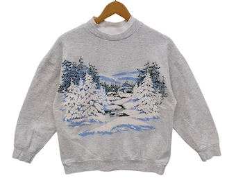 90er Jahre Winter Schnee Sweatshirt Medium Vintage 1990 Lifestyle Pullover Pullover Crewneck Size M