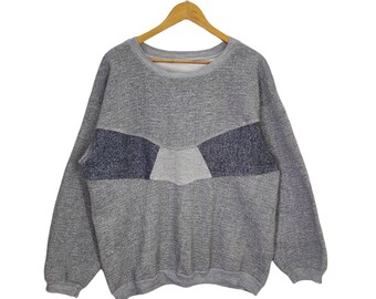 Vtg Designer Crewneck Sweatshirt Large Vintage Colorblock Sweater Jumper Pullover Baggy Size L
