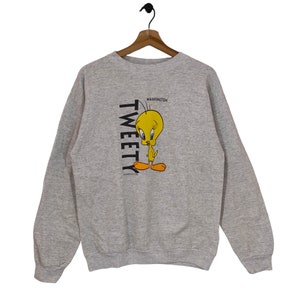 90s Tweety Bird Crewneck Sweatshirt Vintage 1992 Tweety Bird Sweater Jumper Cartoon Gray