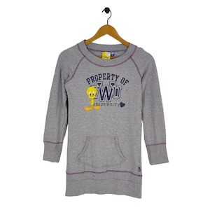 Vtg Tweety Bird Sweatshirt Vintage TWU University Sweater Jumper Crewneck Gray