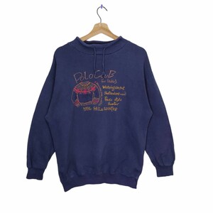 Polo Club Sweater Pullover Medium Vintage  Polo Club Embroidery Sweatshirt Jumper Blue Womens Size M