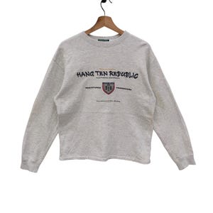Vtg Hang Ten USA Crewneck Sweatshirt Small Vintage Hang Ten California Sweater Jumper Pullover White Size S