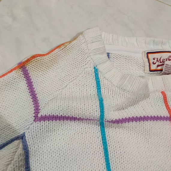 Vtg Multicolor Plaid Sweater Small Vintage Merona Sports USA