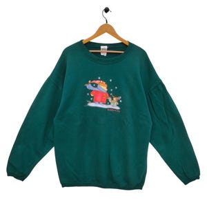 90's Winnie The Pooh and Piglet Sweatshirt X-Large Vintage Bundle o' Joy Disney Character Sweater Jumper Pullover Crewneck Green Size XL