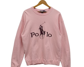 90s Polo Ralph Lauren Crewneck Sweatshirt Medium Vintage Embroidery Ralph Lauren Sweater Jumper Pink Size M