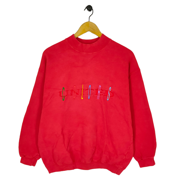 United Colors Of Benetton Sweatshirt Medium Vintage Benetton Formula 1 Embroidery Sweater Multicolor Sweater Jumper Crewneck Red Mens Size M