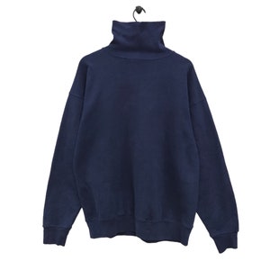 Vtg 90s Genus Blank Sweatshirt Vintage USA Turtle Jumper Plain Navy Blue