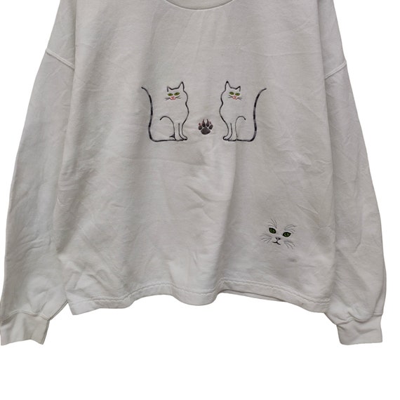 Y2K Kitten Sweatshirt X-Large Vintage Embroidery … - image 4