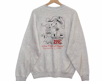 Sudadera con cuello redondo "Una noche de magia" de los años 90, suéter vintage grande de Fruit of The Loom, jersey gris claro, unisex, talla L