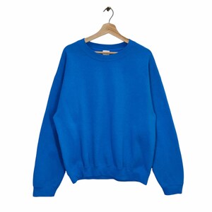Y2K Blank Sweatshirt Large Vintage Gildan Plain Sweater Jumper Pullover Crewneck Green Blue Unisex Size L