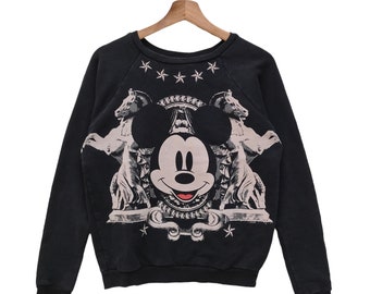 Musse Pigg Raglantröja Medium Vintage Musse Pigg Tröja Rund Hals Svart Storlek M