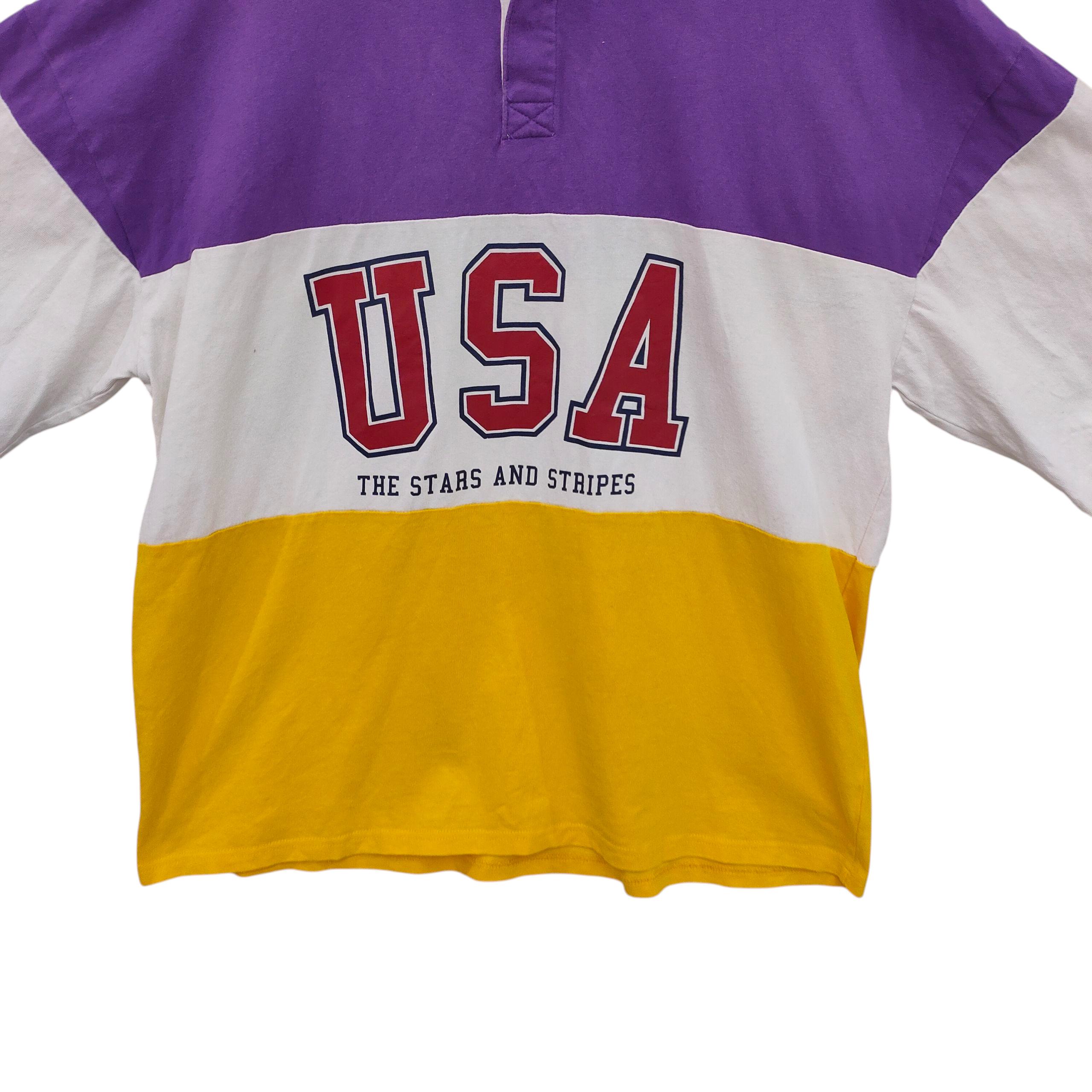 Vintage USA Colorblock Polo Shirt – Modish Gaze Large – Purple
