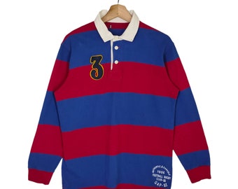 Vintage Gap, Rugby Polo Shirt, Red Blue White, Vtg 90s Top Tee, Long sleeve T-shirt, Street Fashion, Rugby Football Club, Men's M
