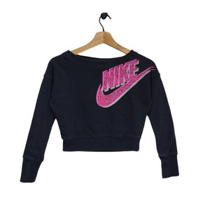 NIKE Crop Sweatshirt Small Vintage Nike Crewneck Sportswear Cropped Womens Black Size S
