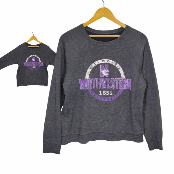 University Of Northwestern Wildcats Sweatshirt Small Vintage Illinois Sweater Jumper Pullover Crewneck Black Size S