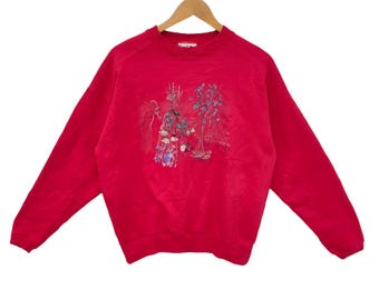 90s Embroidery Alpine Buck Sweatshirt Vintage Headwaters Sweater Jumper Crewneck Animal Graphic Navy Blue Size XL Etsy