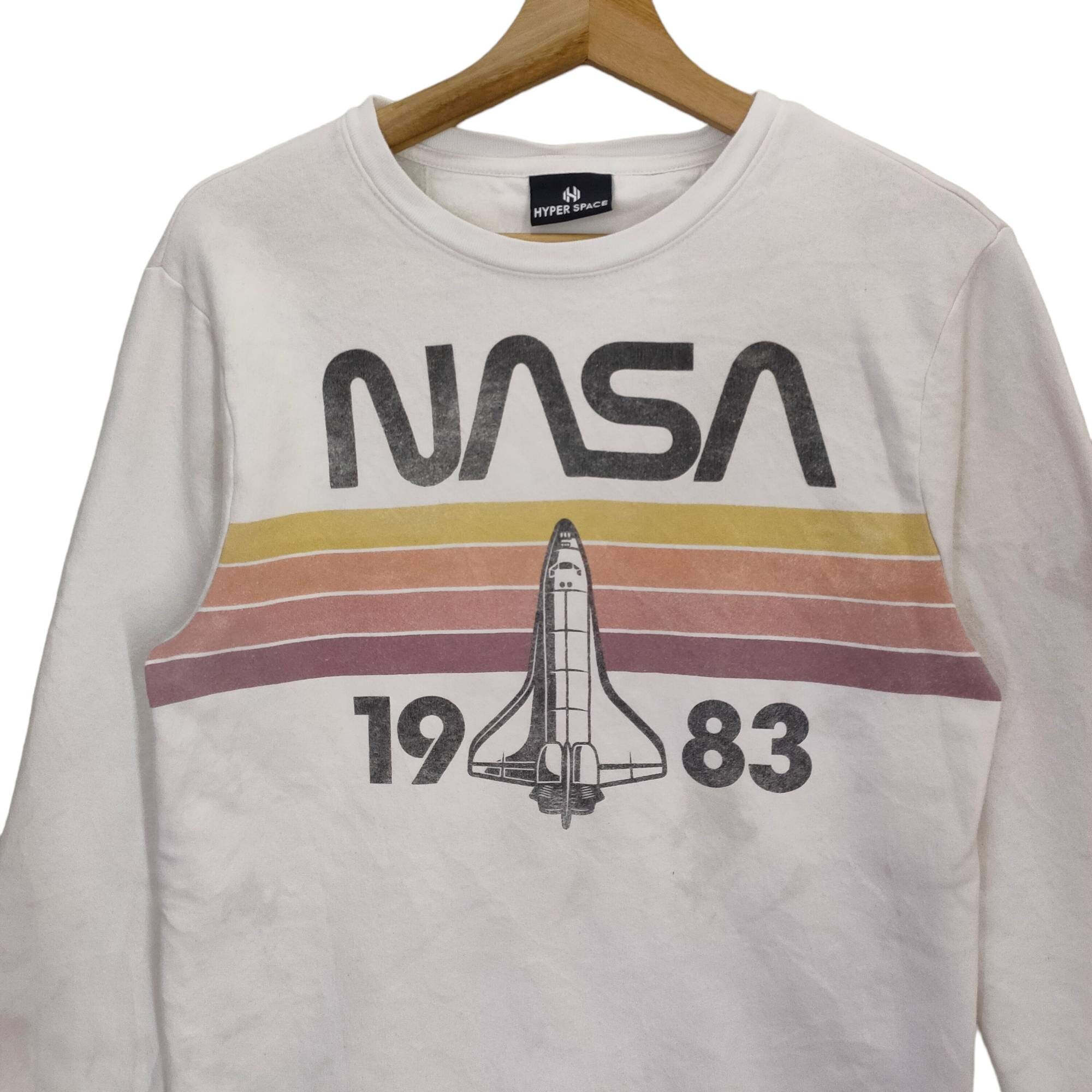 Nasa letter painting printed color block round neck long sleeve sweatshirt hot sale