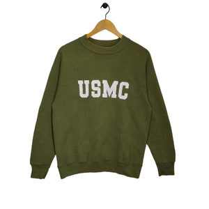 Vtg 90s Usmc Marines Raglan Sweatshirt Medium Vintage Sofee United States Marines Corps Sweater Jumper Pullover Crewneck Green Size M