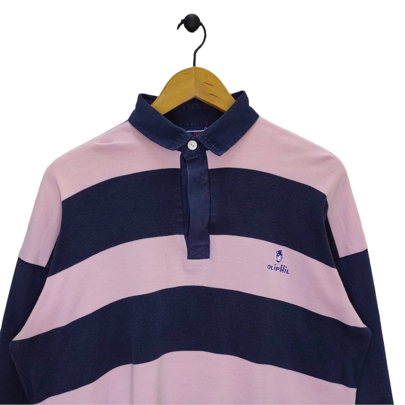 Oliphil Polo Shirt, Vintage Rugby, Stripes Shirt, Vtg 90s Top Tee, Long
