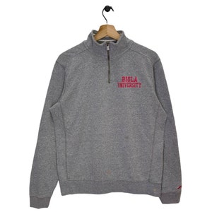 Biola University Quarter Zip Sweater Medium Vintage Triblend Sweat League Sweatshirt Jumper Pullover Gray size M