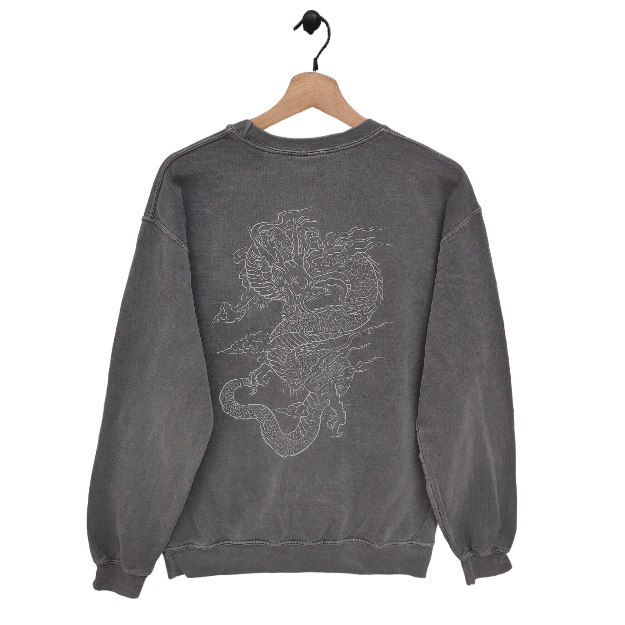 Y2K Dragon Sweatshirt Medium Vintage BDG Sweater Jumper Crewneck Animal Graphic Gray Size M Etsy