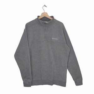 Columbia Sweater Pullover Large Vintage Columbia Sweatshirt Jumper Quarter Zip Embroidery Gray Size L