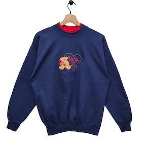 90s Mccc Sportswear Heart Embroidery Sweatshirt Medium Vintage My Grandkids Sweater Jumper Crewneck Navy Blue Size M
