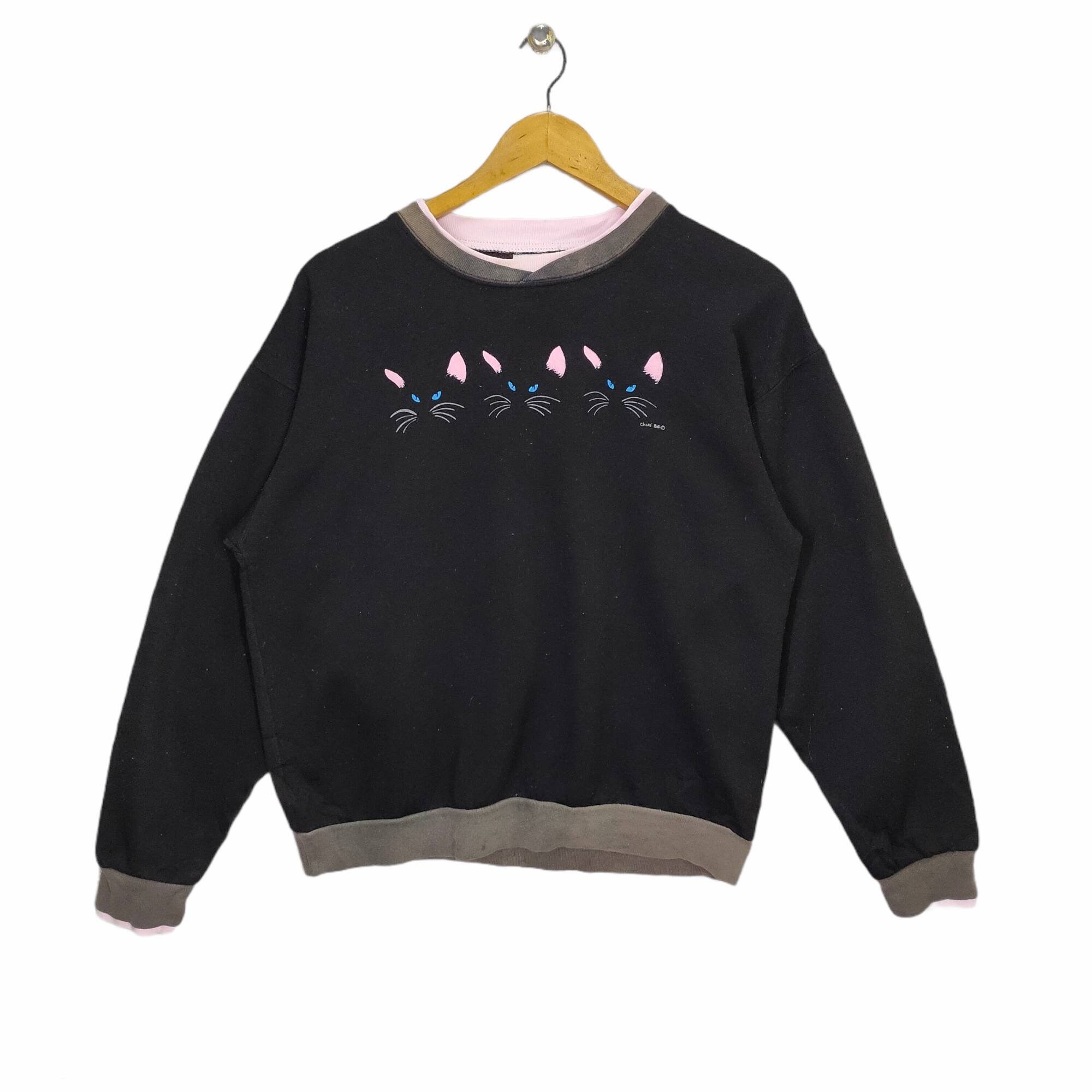 Cats Crewneck Sweatshirt Medium Vintage Acton USA Cool Cat Attitude Pullover Sweatshirt Funny Graphic Cat Lover Crazy Cat Size M