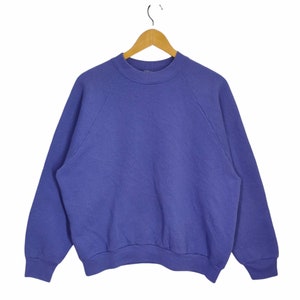 Sweat raglan vierge des années 90, grand pull vintage Fruit of the Loom uni, pull ras du cou, fabriqué aux États-Unis, taille L