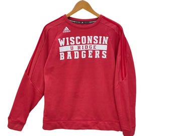Wisconsin Badgers Sweater , University of Wisconsin , Vintage College Sweatshirt , Red Jumper , Medium