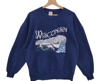 Jaren 90 Up North Wisconsin sweater vintage natuur vogel wintertrui trui trui ronde hals dierenafbeelding