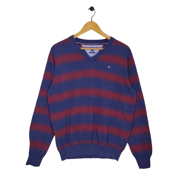 Tommy Hilfiger Stripes Sweatshirt Large Vintage Hilfiger Sweater Jumper Pullover Size L