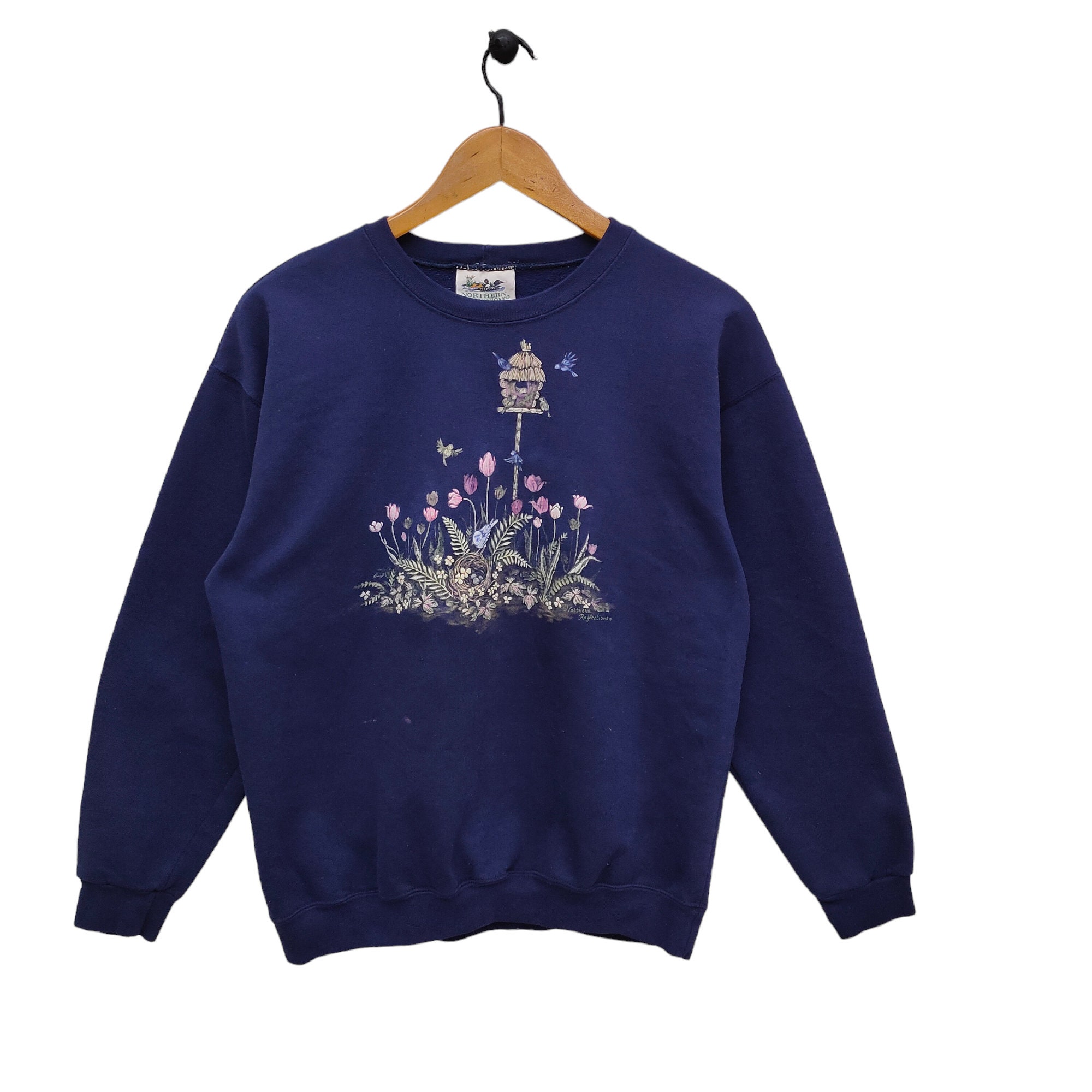 お歳暮 人気 オシャレ 90s Northern Bird Nature Vintage Large Sweatshirt Reflection トップス